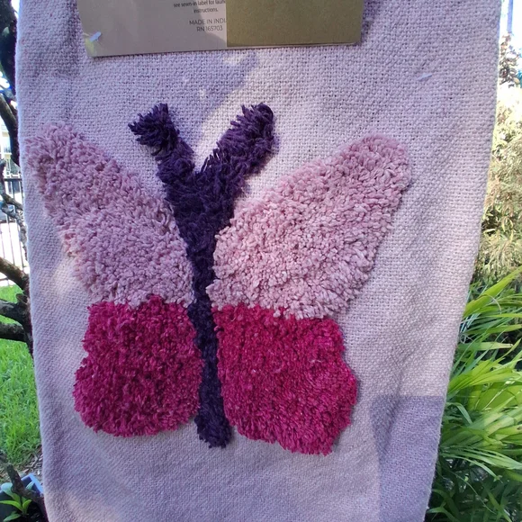 🔥NWT BOHO Butterfly TUFTED THROW with Tassels COTTON 50" X 60" - Picture 2 of 9